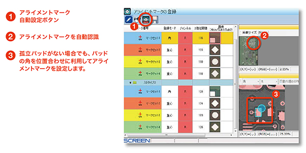 アライメントマークの自動認識・設定